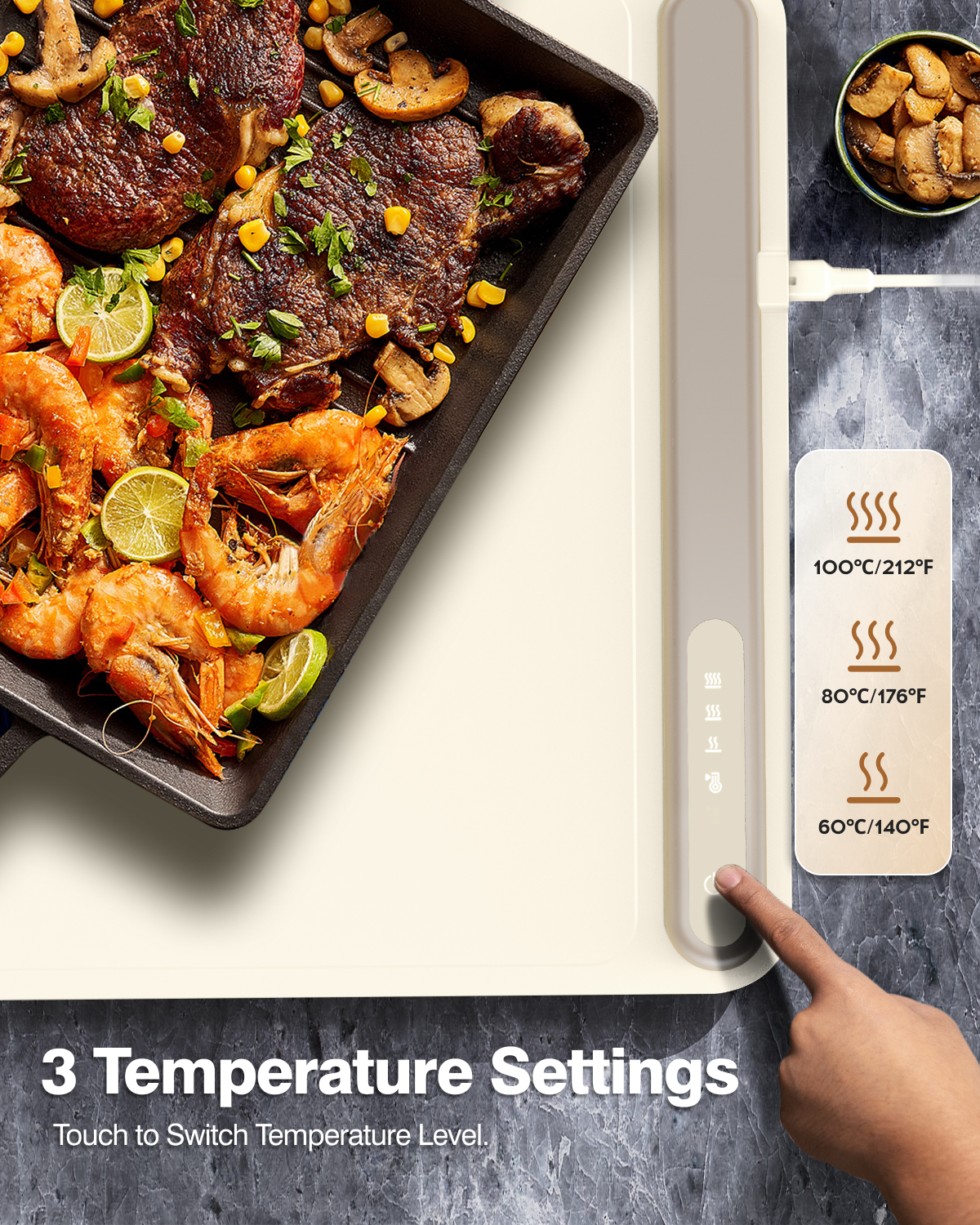 iTRUSOU BW601 Electric Warming Tray - Full Surface Heating,Rollable & Portable,Premium Silicone Nano-Material,3 Temperature Settings,Auto Shut-Off -Versatile Food Warmer for Gatherings,Parties,Everyday Use