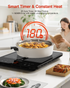 Portable Induction Cooktop, 1°C Precision Control, Dual Temp Display, 1L Boils in 4 Mins, Ultra-Slim 26mm Burner, 6 Cooking Modes, 3-Hour Timer, Glass Surface, for Magnetic Cookware Only