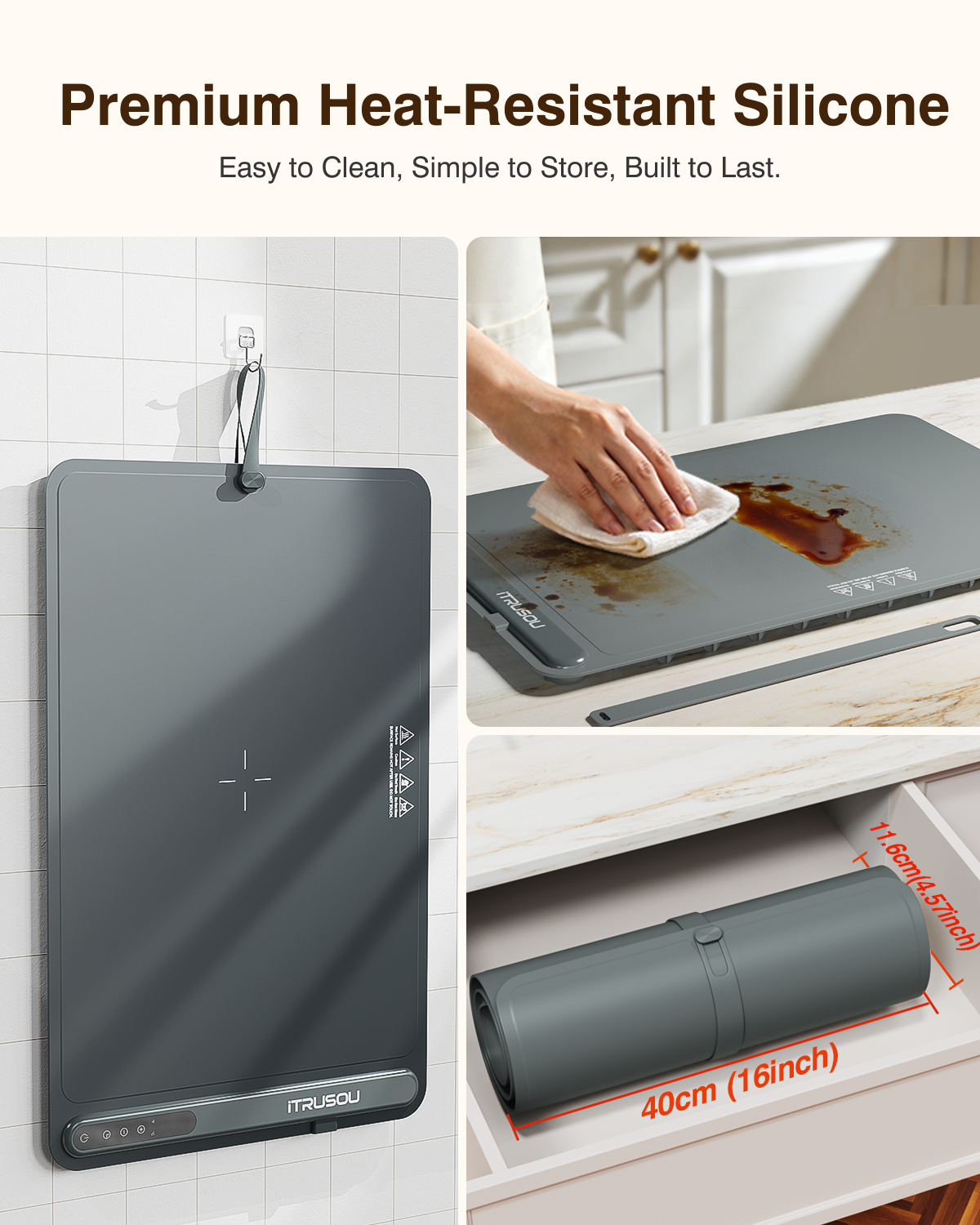 Warming Mat for Food (24"x16") - iTRUSOU 7-Level Electric Warming Tray with 400W High-Power, Timer 0–99H & Built-In Strap - Rollable Large Food Warming Mat for Parties & Buffet