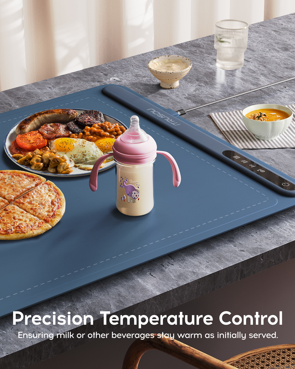 iTRUSOU BW601 Electric Warming Tray - Full Surface Heating,Rollable & Portable,Premium Silicone Nano-Material,3 Temperature Settings,Auto Shut-Off -Versatile Food Warmer for Gatherings,Parties,Everyday Use