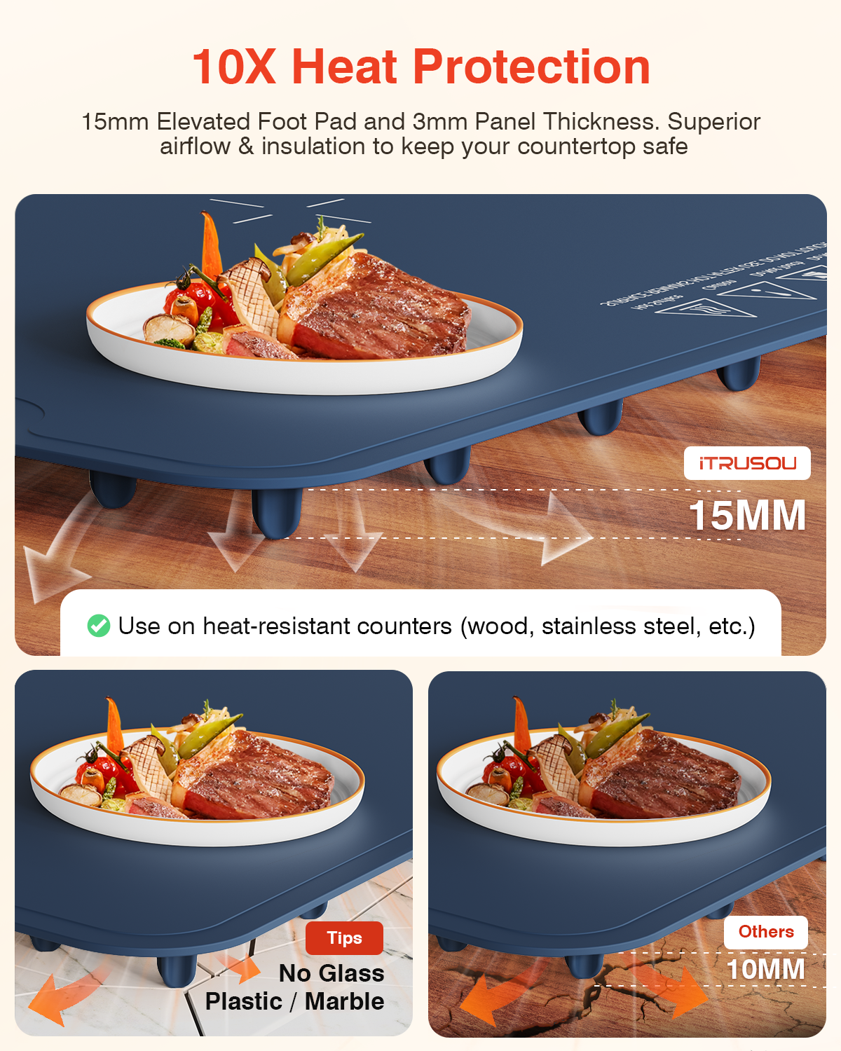Warming Mat for Food, iTRUSOU Electric Warming Tray with 1–99H Timer, 7 Temp Settings, Patented Full-Surface Heating, °F/°C Switch, Flexible Roll-Up Food Warmers for Parties Buffet, Everyday Use