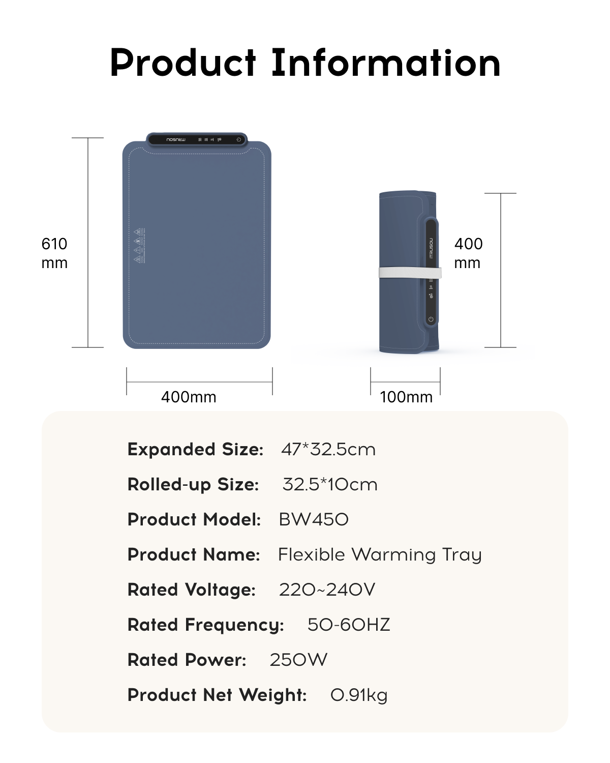 iTRUSOU BW450 Food Warming Mat, iTRUSOU Food Warmer for Parties Buffets to Keep Food Warm or Thawing, Silicone Heating Mat for Food with 3 Temperature Settings for Sabbath, Family Gatherings, Holidays, Daily Use