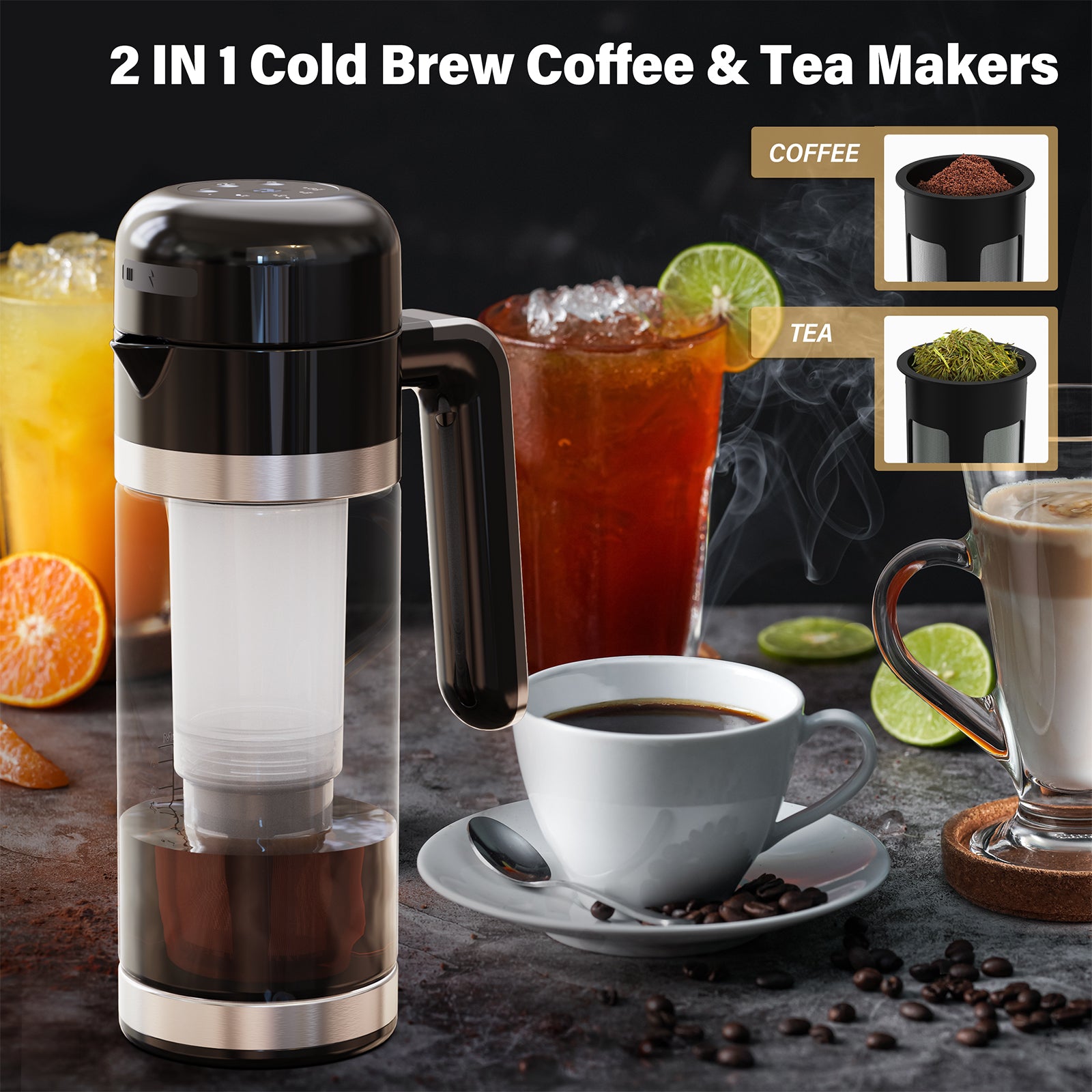 CXBER Coffee Machine, Hot & Cold Brew Espresso Coffee Maker, Juice